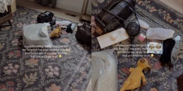 Golden Retriever Puts Toy in Pregnant Mom’s Things for Big Day at Hospital