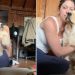 Golden Retriever Puppy Wakes up From Nap To Get Sweet Scratches From Mom